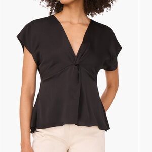 1. State Black Front Knot Peplum Tshirt Blouse